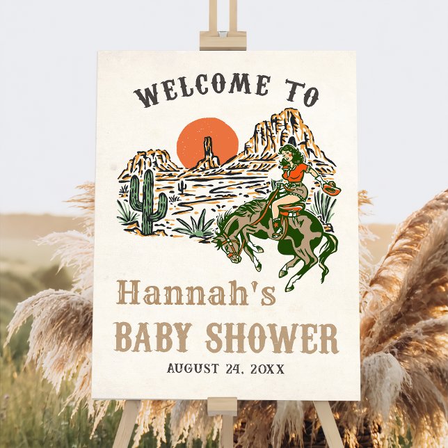 Western Rodeo Cowgirl Baby Shower Welcome Sign (Creator Uploaded)