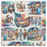 Western Rodeo Cowgirl Barrel Racing Fabric
