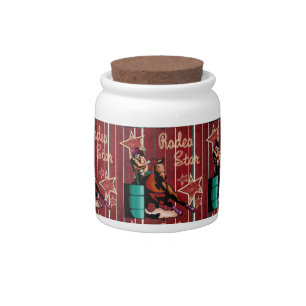 Western Rodeo Cowgirl Barrel Racing Rodeo Star Candy Jar