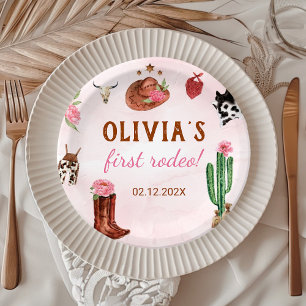 Western Rodeo Cowgirl Birthday Paper Plates