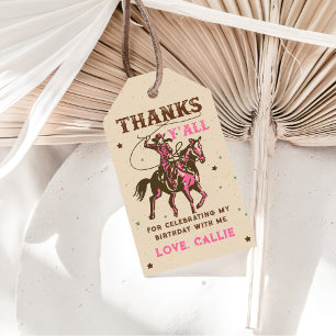 Western Rodeo Cowgirl Birthday Thank You Gift Tags