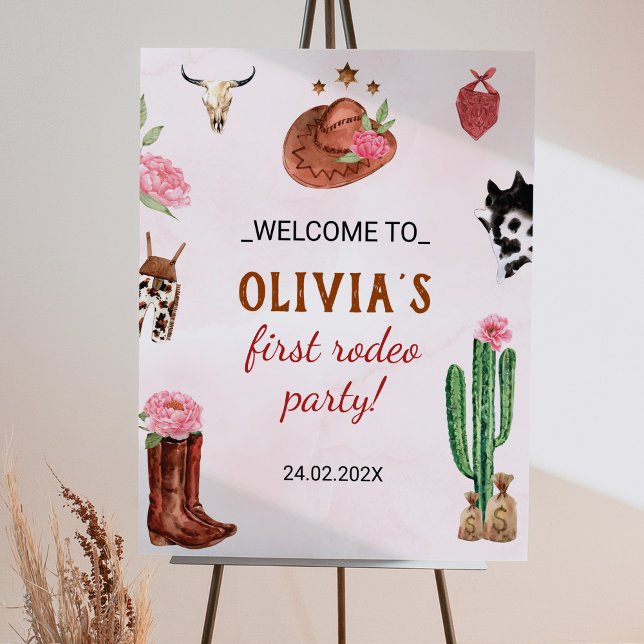 Western Rodeo Cowgirl Birthday Welcome Sign (Creator Uploaded)