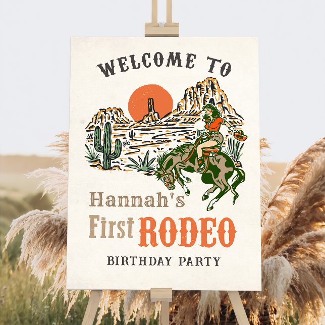 Western Rodeo Cowgirl Birthday Welcome Sign (Creator Uploaded)
