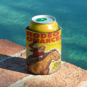 Western Rodeo Cowgirl Roping Rodeo Romance Can Cooler