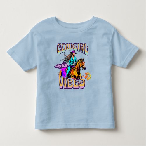 Western Rodeo Cowgirl Vibes and Horse Kids  Toddler T_shirt
