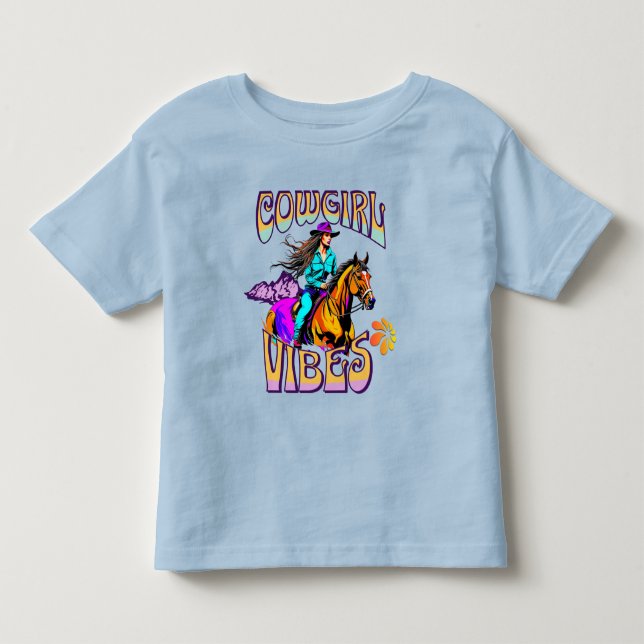 Western Rodeo Cowgirl Vibes and Horse Kids  Toddler T-shirt (Front)