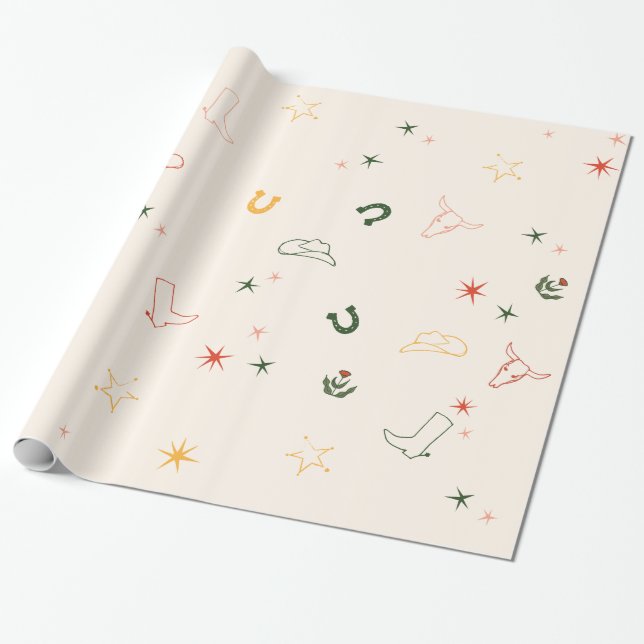 Western, Rodeo, Cowgirl Wrapping Paper (Unrolled)