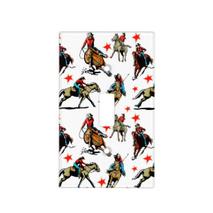 Western Rodeo Cowgirls On Horses Light Switch Cover