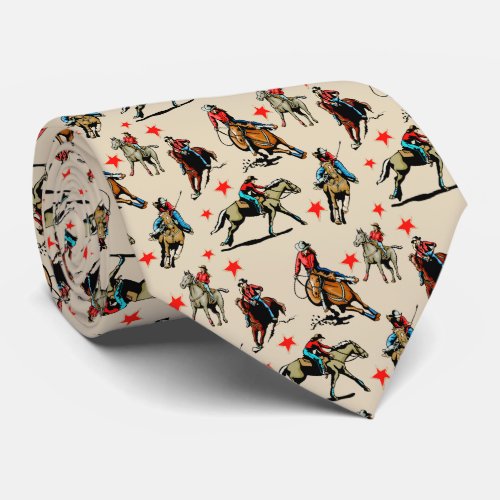 Western Rodeo Cowgirls On Horses Mens Necktie