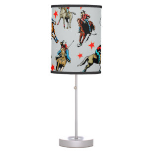 Western Rodeo Cowgirls On Horses Table Lamp