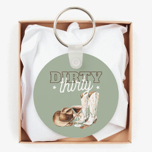 Western Rodeo Dirty Thirty 30th Birthday Party Keychain