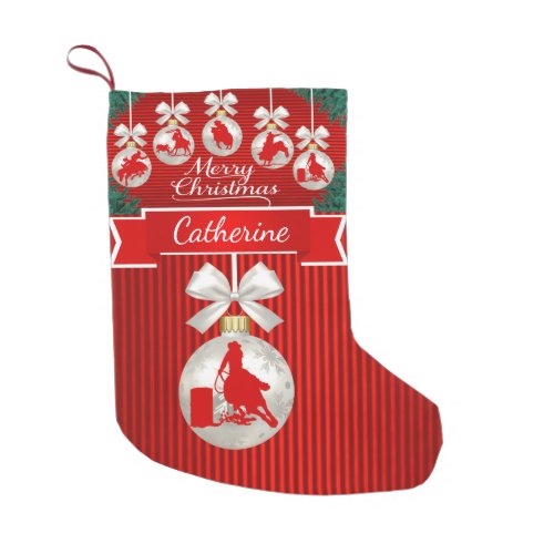 Western Rodeo Events Barrel Racing Cowgirl Small Christmas Stocking