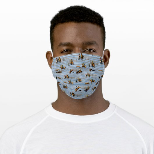 Western Rodeo Events Cowboy Cowgirl Adult Cloth Face Mask (Worn)