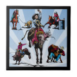 Western Rodeo Events Cowboys Cowgirls Ceramic Tile