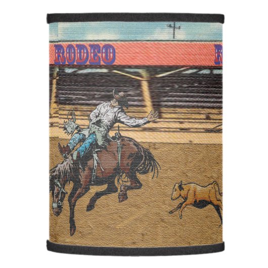  Western Rodeo Events Cowboys Roping Horses Bulls  Lamp Shade (Left)