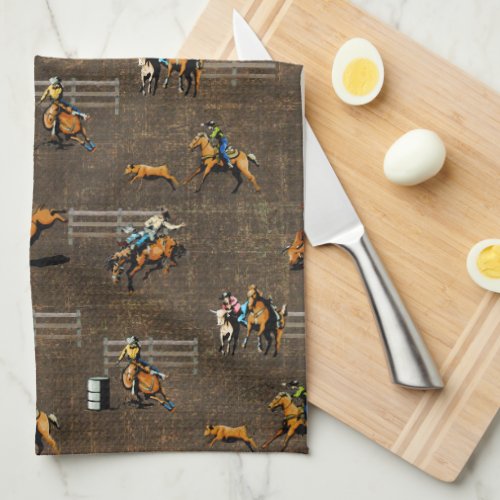 Western Rodeo Events Kitchen Towel