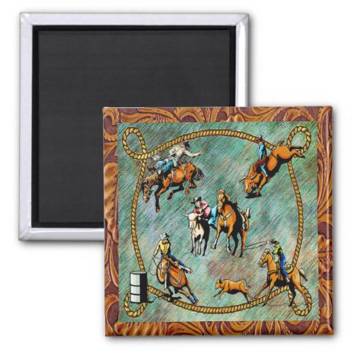 Western Rodeo Events Scene Magnet