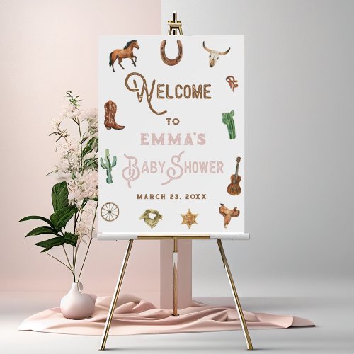 Western Rodeo Girl Baby Shower Welcome Sign
