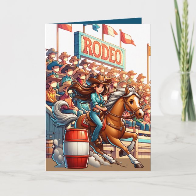 Western Rodeo Horse Cowgirl Barrel Racing Custom Card (Front)