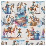 Western Rodeo Little Cowgirl Barrel Racing Fabric