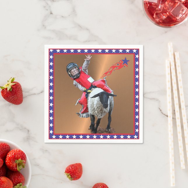 Western Rodeo Mutton Busting Cowboy Kid Napkins (Insitu)