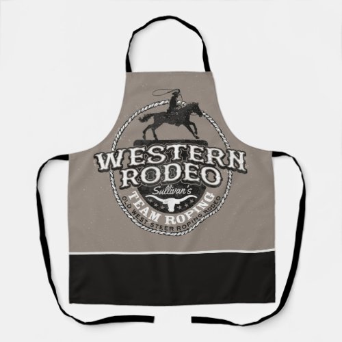 Western Rodeo Old West Steer Roping Personalized Apron