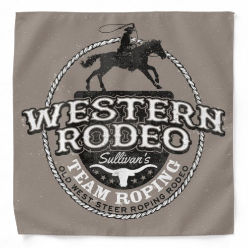 Western Rodeo Old West Steer Roping Personalized Bandana