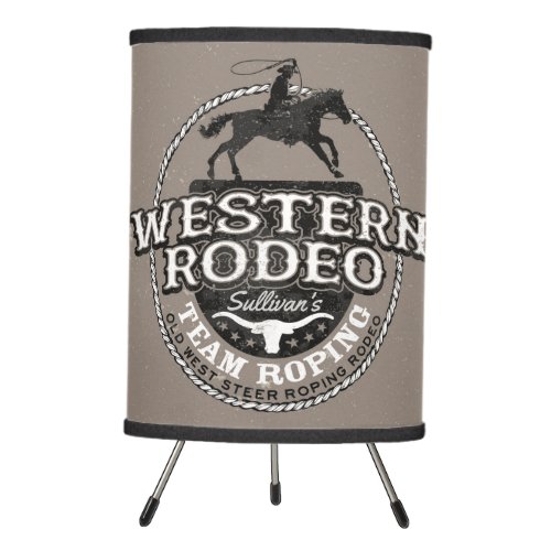 Western Rodeo Old West Steer Roping Personalized Tripod Lamp