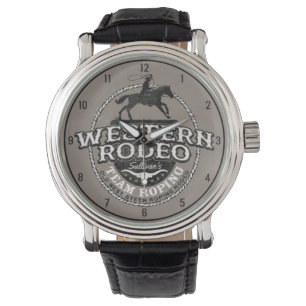 Western Rodeo Old West Steer Roping Personalized Watch