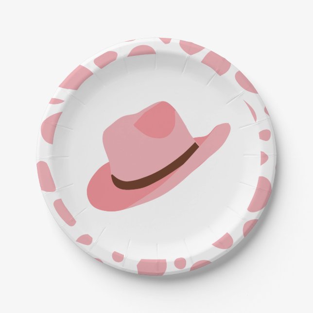 Western Rodeo Pink Cowgirl Birthday Paper Plates (Front)