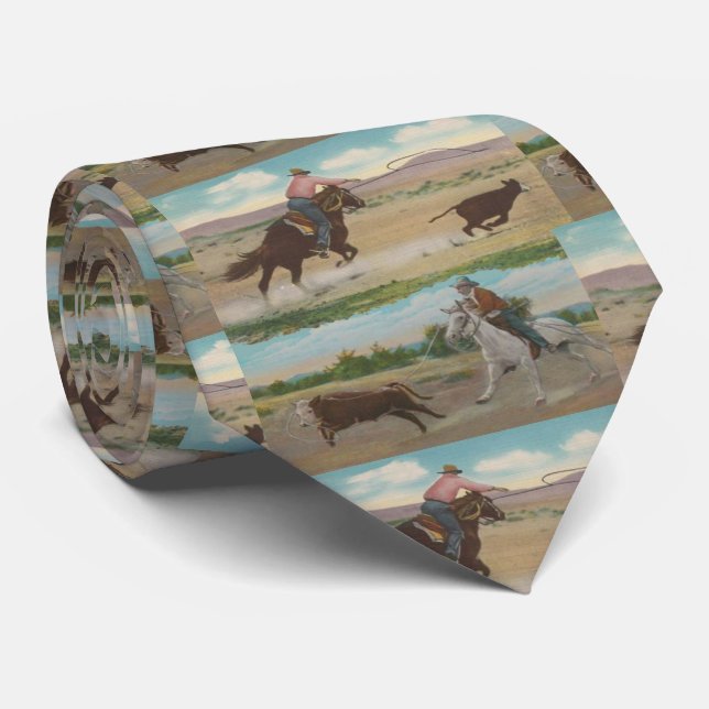 Western Rodeo  Ranch Calf Roping  Neck Tie (Rolled)