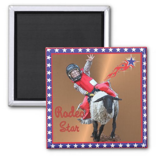 Western Rodeo Star Mutton Busting Kid Magnet