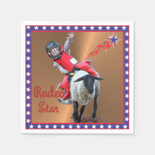 Western Rodeo Star Mutton Busting Kid Napkins