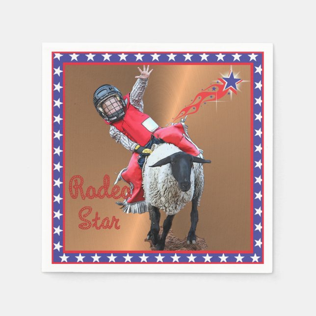 Western Rodeo Star Mutton Busting Kid Napkins (Front)