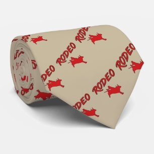 Western Rodeo Text and Bucking Bull in Red Neck Tie