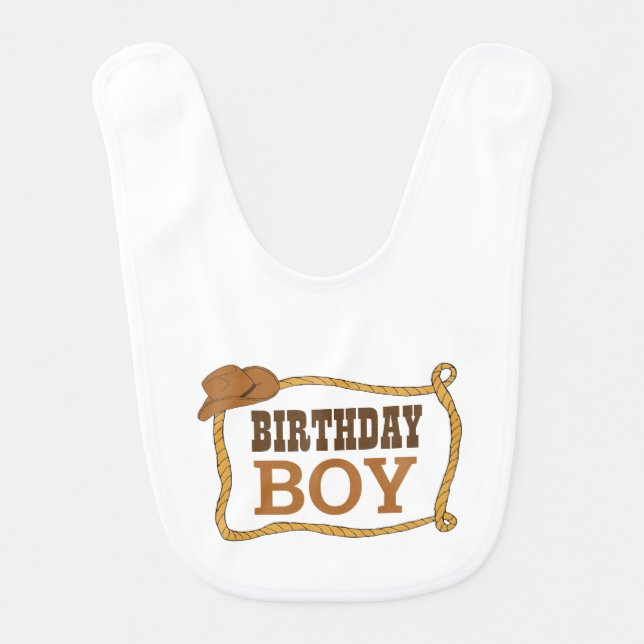 Western Rodeo Themed Party 1st Rodeo BirthdayParty Baby Bib (Front)