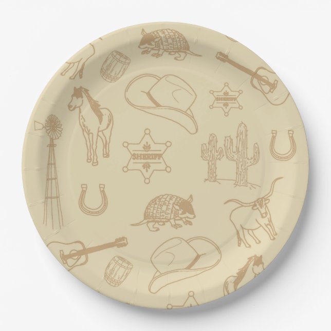 Western Rodeo Themed Party 1st Rodeo BirthdayParty Paper Plates (Front)