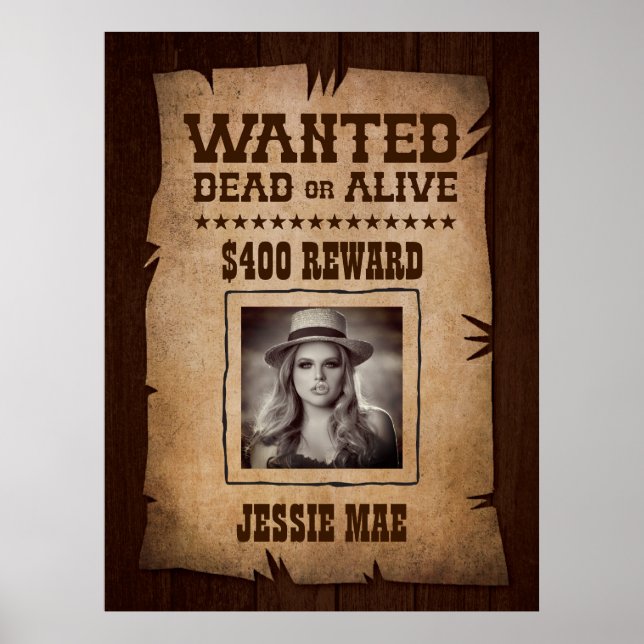 Western Rodeo Themed Party Wanted Poster (Front)