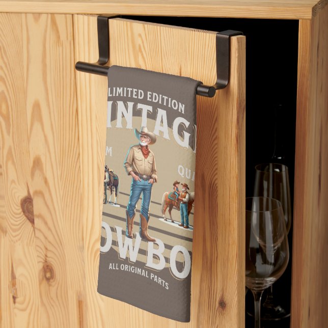 Western Rodeo Vintage Cowboy Kitchen Towel (Thirds Fold)