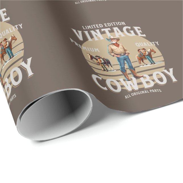 Western Rodeo Vintage Cowboy  Wrapping Paper (Roll Corner)