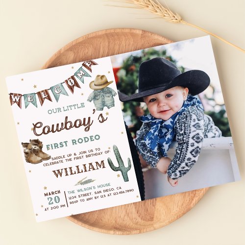 Western Rodeo Wild West Cowboy Birthday Photo Invitation