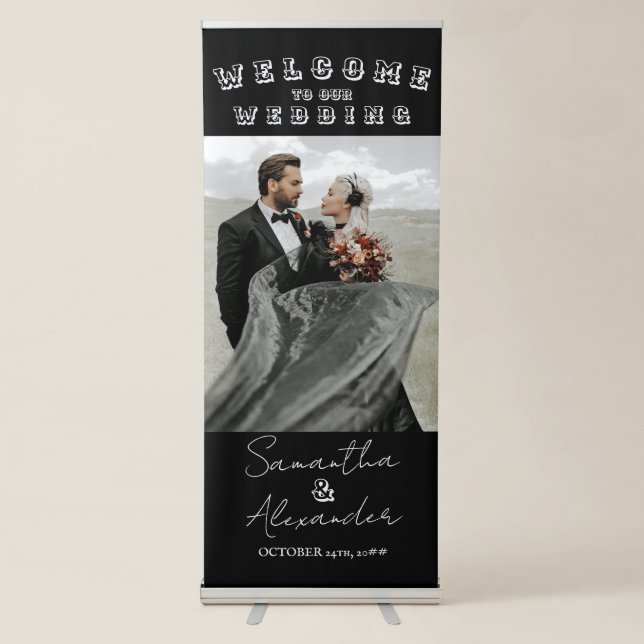 Western Roll Up Photo Wedding Welcome Entrance Retractable Banner (Front)