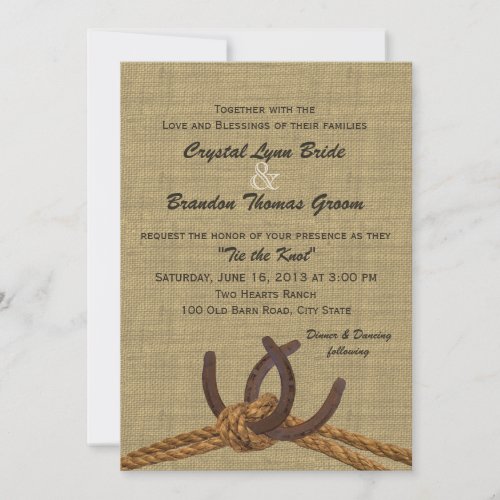 Western Rope and Horseshoes Wedding Personalized Announcement