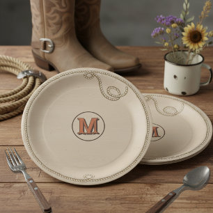 Western Rope Monogram Brand Family Reunion ID1318 Paper Plates