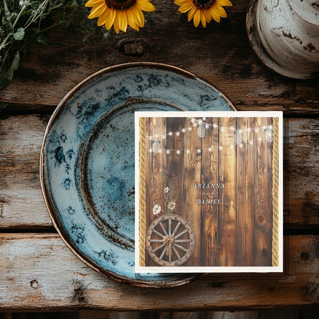 Western Rope Wagon Wheel Mason Jar Lights  Napkins (Creator Uploaded)