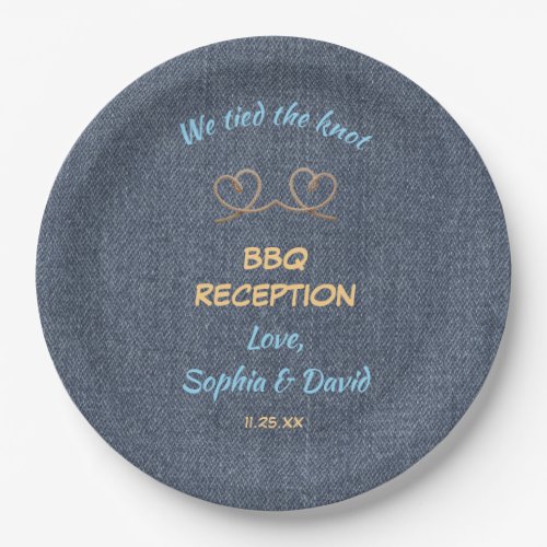 Western Rope We Tied The Knot BBQ Reception Paper Plates