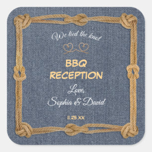 Western Rope We Tied The Knot BBQ Reception Square Sticker
