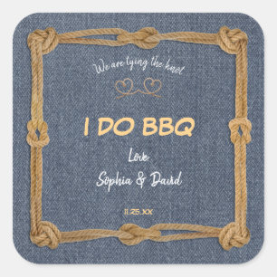 Western Rope We Tied The Knot BBQ Reception Square Sticker