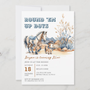 Western Round 'Em Up Boys Cowboy Birthday Party  Invitation