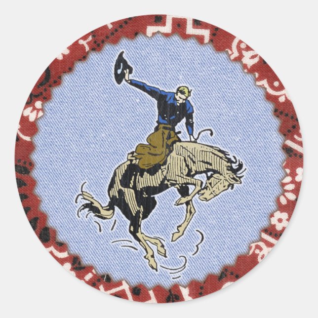 Western Round Up Buckin Cowboy Sticker (Front)